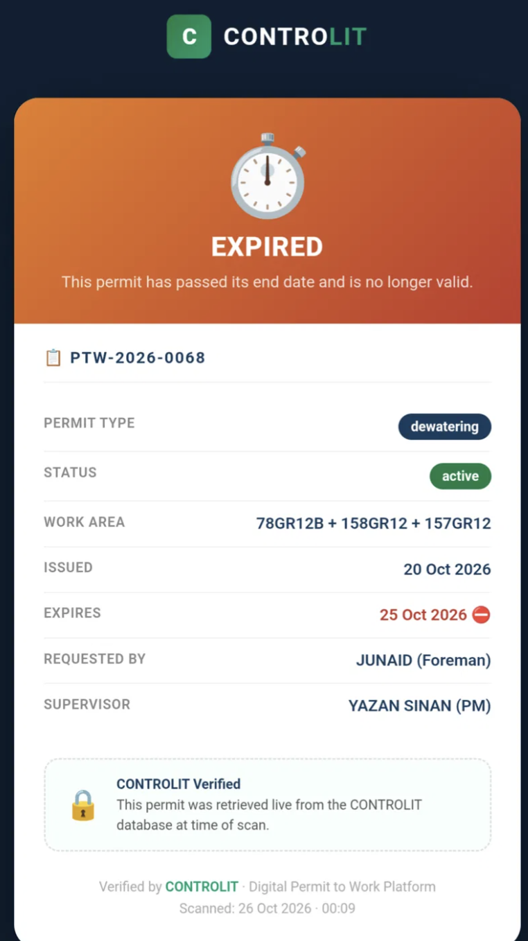 CONTROLIT QR verification on mobile